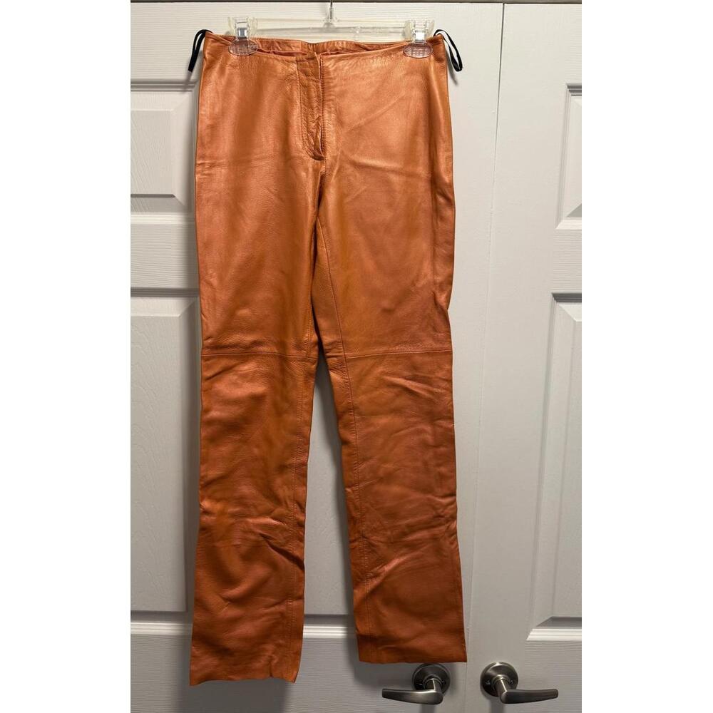 Bebe Genuine Leather Pants Women’s Sz 4 Rust Orange